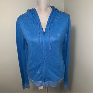 PINK VICTORIA’S SECRET full zip blue hoodie long sleeve women’s size medium